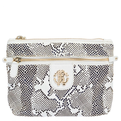 Pre-owned Roberto Cavalli White Perforated Leather Pouch