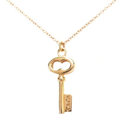 Pre-owned Tiffany & Co Vintage Oval Key 18k Rose Gold Necklace