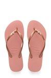 Havaianas Slim Crystal Glamour Flip Flop In Rose Nude