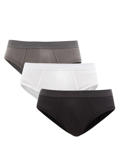 Cdlp Pack Of Three Lyocell-blend Briefs In Black,grey,white