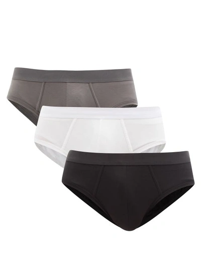 Cdlp Pack Of Three Lyocell-blend Briefs In Blacksky Greywhit