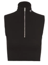Prada Black Wool And Viscose Turtleneck Crop Top In Nero