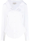 ALEXANDER MCQUEEN WHITE WIDE-NECK COTTON SHIRT,5071B1AF-87B5-72C0-3DD9-B0E3913D2F57