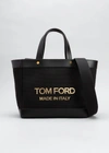 Tom Ford Canvas Mini Logo Shopping Tote Bag In Black Gold