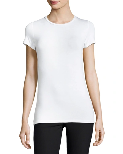 Majestic Soft Touch Short-sleeve Crewneck T-shirt In White