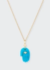 Celine Daoust 14k Yellow Gold Baby Blue Turquoise Hand And Diamond Necklace