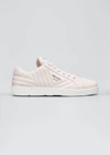 Prada Quilted Leather Logo Sneakers In Beige