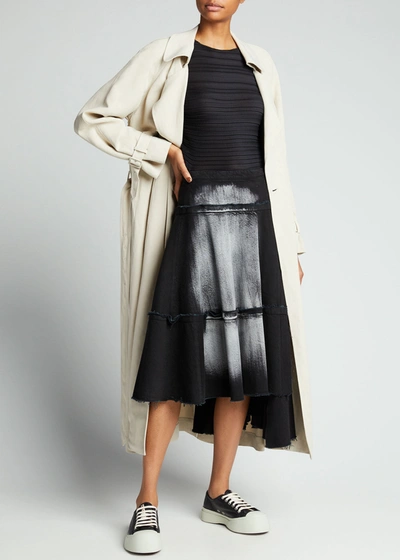 Marni Brushed Effect Asymmetric Skirt In Black,grey