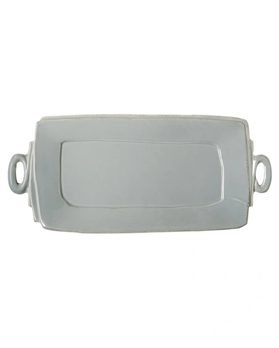 Vietri Lastra Collection Handled Rectangular Platter In Grey