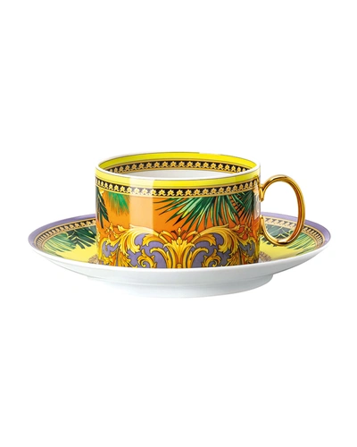 Versace Animalier 2-piece Porcelain Tea Cup & Saucer Set In Multi