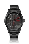 HUGO BLACK PLATED WATCH WITH BRUSHED AND POLISHED FINISHES