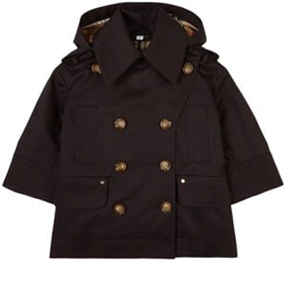 Burberry Detachable Hood Showerproof Cotton Trench Coat In Black