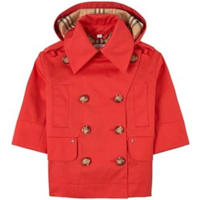 Burberry Kids Cotton Twill Trench Coat (3-14 Years) In Red