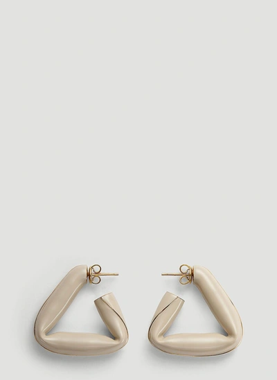 Bottega Veneta Triangular Hoop Earrings In Beige