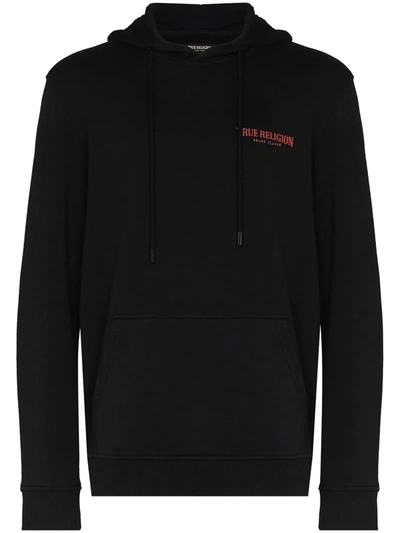 True Religion Arch Logo-print Cotton-blend Hoody In Black