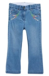 STELLA MCCARTNEY KIDS' FLORAL EMBROIDERED ORGANIC COTTON BLEND FLARE JEANS,602746 SQK11