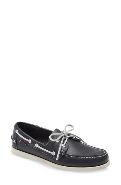 Sebago Portland Boat Shoe In Blue Navy