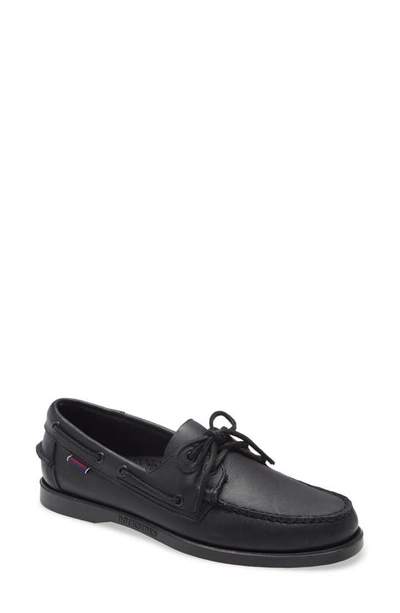 Sebago Portland Boat Shoe In Total Black