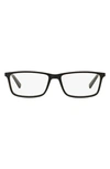 Armani Exchange 55mm Rectangular Optical Glasses In Matte Black