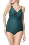 Kimi And Kai Kimber Upf 50+ One-piece Maternity Swimsuit In Forest Green