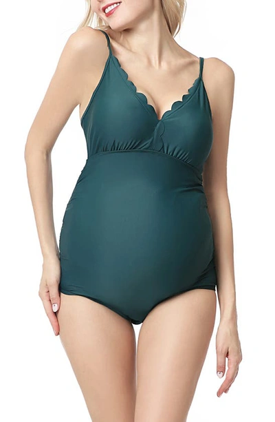 Kimi And Kai Kimber Upf 50+ One-piece Maternity Swimsuit In Forest Green