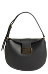 Fendi Small Croissant Leather Hobo In Nero Oro