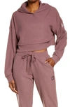 Alo Yoga Muse Ribbed Crop Hoodie In Woodrose