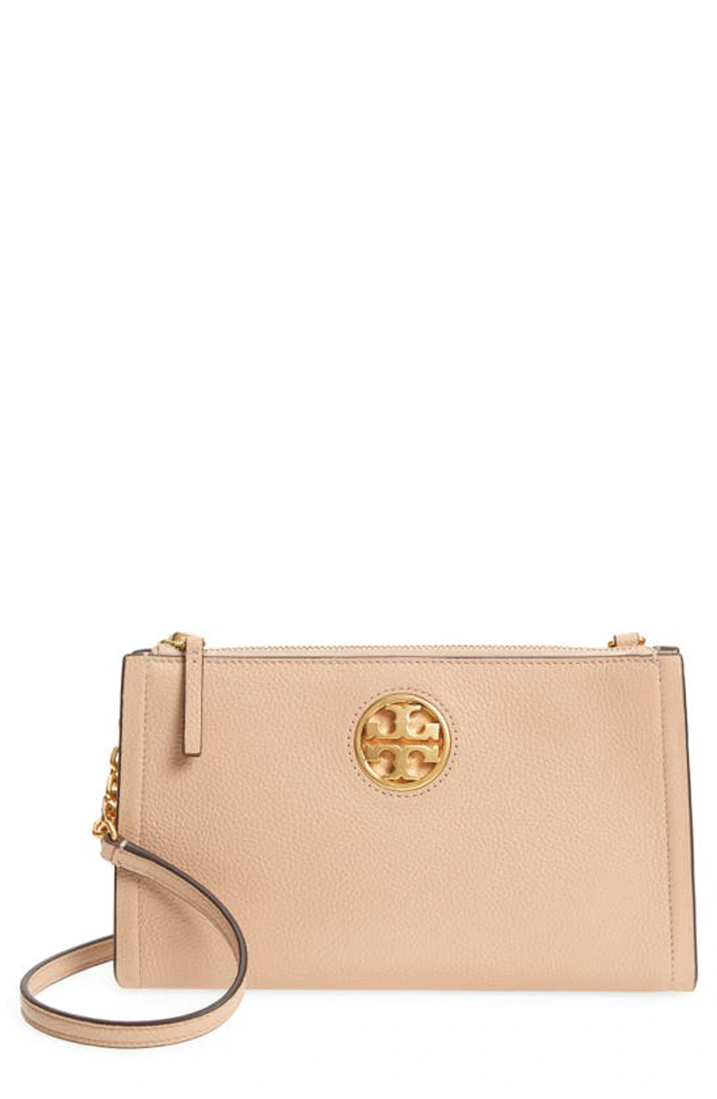 Tory Burch Carson Zip Top Crossbody Bag In Devon Sand