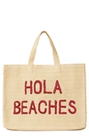 Btb Los Angeles Hola Beaches Straw Tote In Natural / Red
