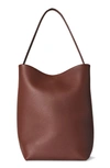 The Row Park North/south Leather Tote In Walnut