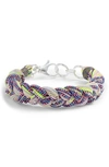 Kendra Scott Masie Braided Cord Bracelet In Bright Silver Lilac Mix