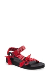 Arizona Love Trekky Bandana-print Flat Sandals In Red Bandana
