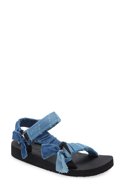 Arizona Love Trekky Denim-embellished Sandals In Blue,light Blue