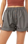 Free People Sunday Morning Lounge Shorts In Black Sand