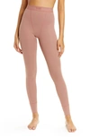 Skims Cotton Collection Ribbed Cotton-blend Jersey Leggings In Rose Clay