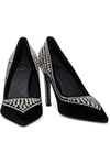 BALMAIN MISHA CRYSTAL-EMBELLISHED VELVET PUMPS,3074457345625862408