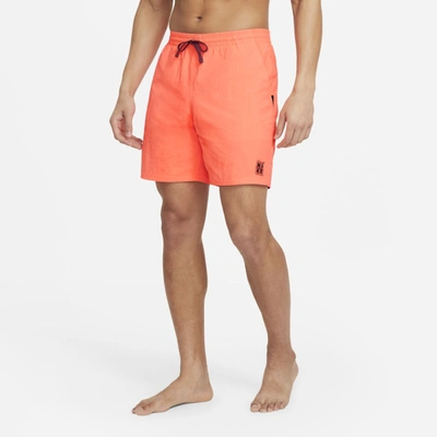 Nike Men's Essential Vital Quick-dry 7" Swim Trunks In Bright Mango