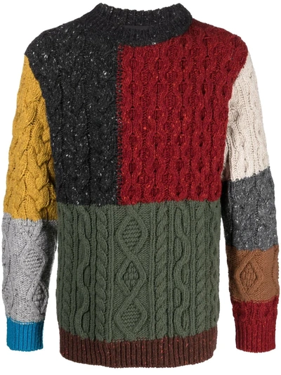 Alanui Multi-panel Cable-knit Jumper In Multicolor