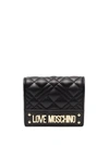 LOVE MOSCHINO BI-FOLD QUILTED LOGO-PLAQUE WALLET