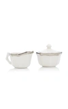 ESTE CERAMICHE FOR MODA DOMUS BAMBOO PLATINUM-TRIMMED CERAMIC SUGAR BOWL AND CREAMER SET