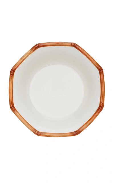 Este Ceramiche For Moda Domus Bamboo Painted Large Ceramic Serving Bowl In Brown