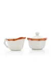 ESTE CERAMICHE FOR MODA DOMUS BAMBOO PAINTED CERAMIC SUGAR BOWL AND CREAMER SET