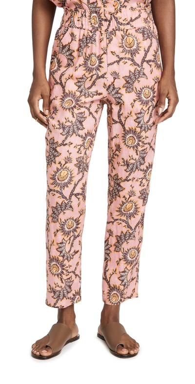 A.l.c Henry Printed Linen Trousers In Pink Orange