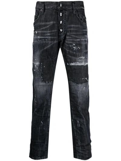 Dsquared2 Icon Distressed-effect Skinny Jeans In Black