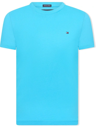 Tommy Hilfiger Kids' Logo-embroidered T-shirt In Blue