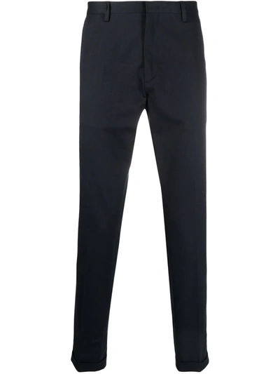 Paul Smith Textured Slim-fit Tailored Trousers In Blue