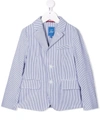 Fay Striped Single Breasted Blazer In White
