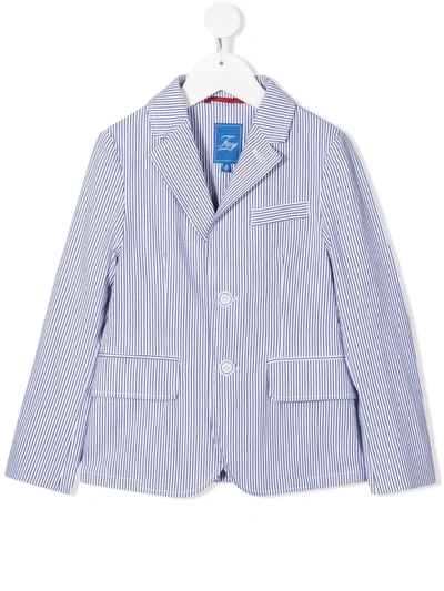 Fay Kids' Striped Single Breasted Blazer In White