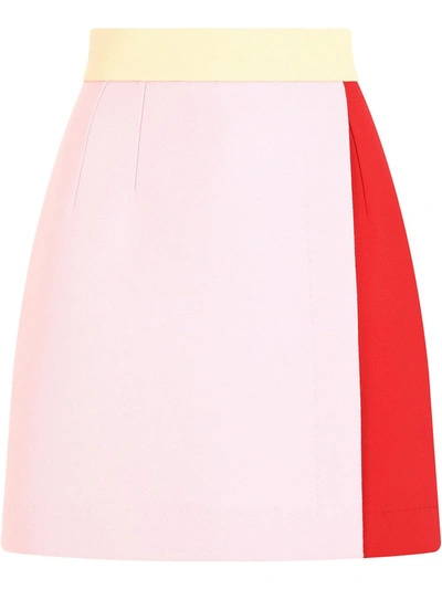 Dolce & Gabbana Colour-block High-waisted Skirt In Pink