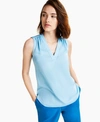 ALFANI SATIN V-NECK TANK TOP, CREATED FOR MACY'S